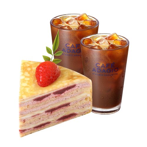 딸기 크레이프 세트(딸기 크레이프 케이크(조각)+아이스 아메리카노 2잔)